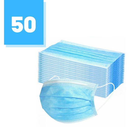 Zestaw 50 szt. - Maski trójwarstwowe ochronne do użytku cywilnego i medycznego z elastycznymi gumkami