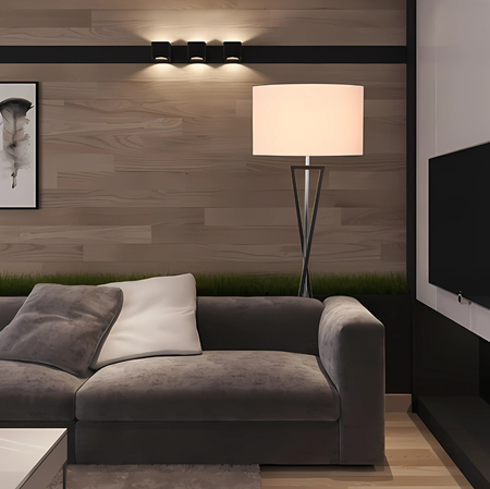 Lampa podłogowa Abigali Sand Glass biała