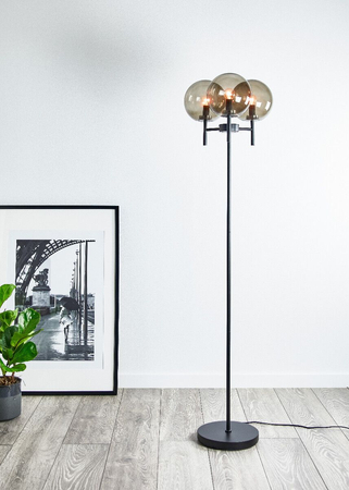 Lampa podłogowa Markslöjd CROWN 107947 czarny/przydymiony