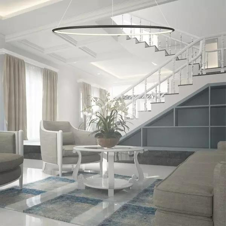 Lampa wisząca Ledowe Okręgi No.1 100cm 3k czarna Design