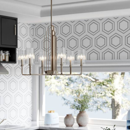 Żyrandol Kimrose - 6 źródeł światła - Polerowany nikiel Quintiesse QN-KIMROSE6-PN