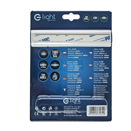 Eko-Light TAŚMA LED 1M Z SENSOREM 4xAAA 4000K EKZ0620