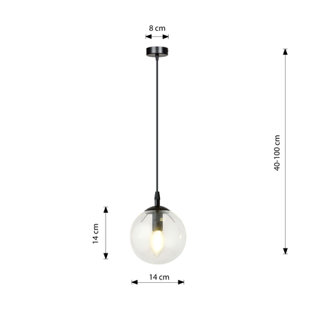 Lampa wisząca COSMO 1 BL TRANSPARENT Emibig 711/1 czarny