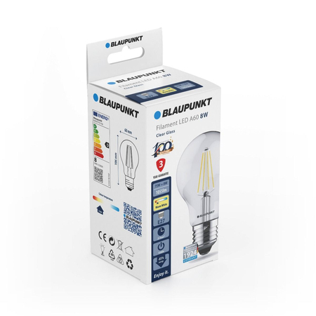 Blaupunkt Żarówka LED Filament LED E27 A60 8W Clear Glass 