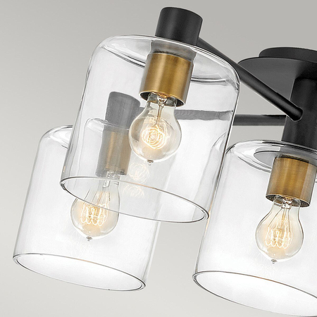 Półplafon Axel - 5 źródeł światła - Czarny / Stary mosiądz Quintiesse QN-AXEL5-BK