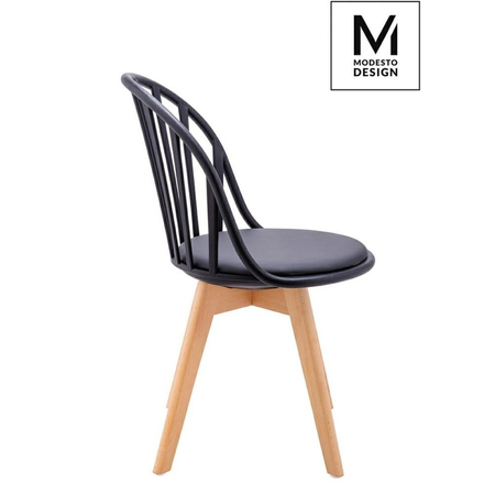 MODESTO krzesło ALBERT czarne - polipropylen, ekoskóra, drewno bukowe