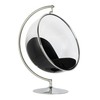 Fotel BUBBLE STAND poduszka czarna - podstawa chrom, korpus akryl, poduszka wełna