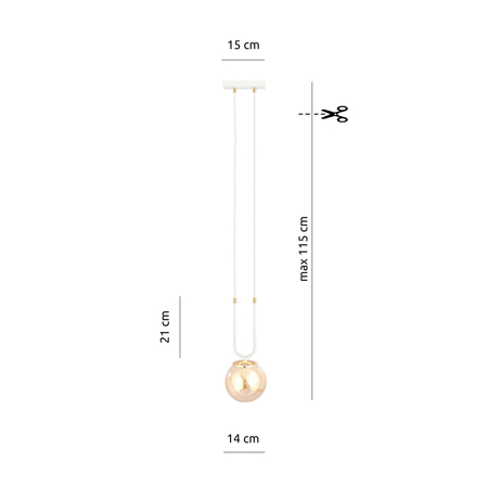 Lampa wisząca GLAM 1 WHITE/MIODOWY Emibig 1117/1 biały/beżowy