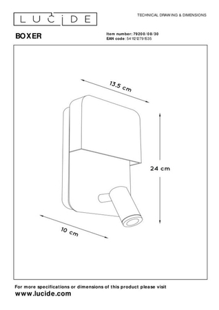 Kinkiet Lucide BOXER 79200/08/30 czarny