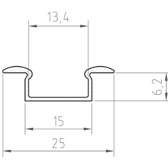 Profil LED Greenie P6-1S 1m srebrny anodowany wpuszczany