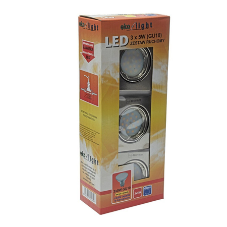 Eko-Light ZESTAW OCZEK KWADRATOWYCH 3x5W GU10 EKZ2697 SREBRNY