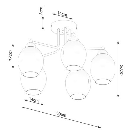 Sollux Lighting Żyrandol FILLAN 5 czarny SL.1145