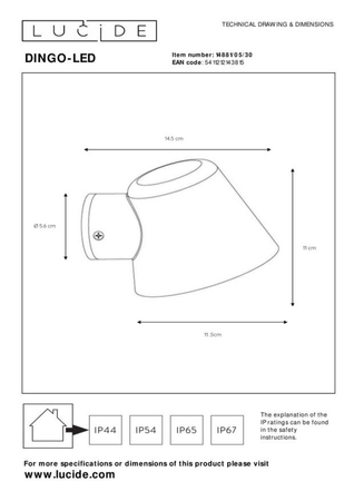 Lampa zewnętrzna Lucide DINGO czarny 14881/05/30