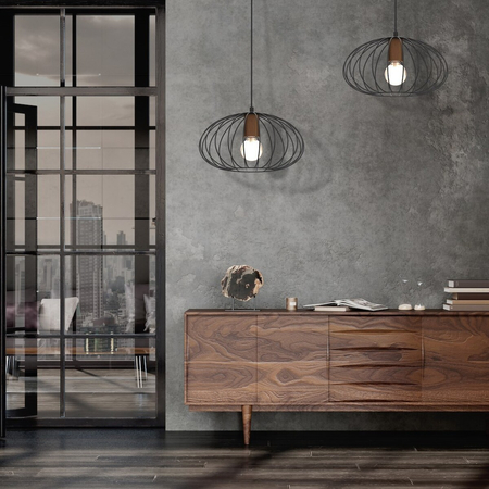 Milagro Lampa wisząca MERIDIANO 1xE27 MLP7959 Czarny / Brązowy