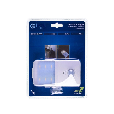 Eko-Light LAMPKA NATYNKOWA Z CZUJKĄ RUCHU + ŚWIATŁO BOCZNE 4000K EKB6615 BIAŁY