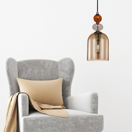 Lampa wisząca Tropea 1xE27 bursztynowa, średnia LP-2004/1P M AM