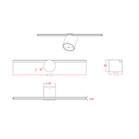 Kinkiet Modern Slim M 1xLED czarny IP44 LP-777/1W M BK