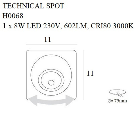 Oprawa wpuszczana Maxlight H0068 kremowy
