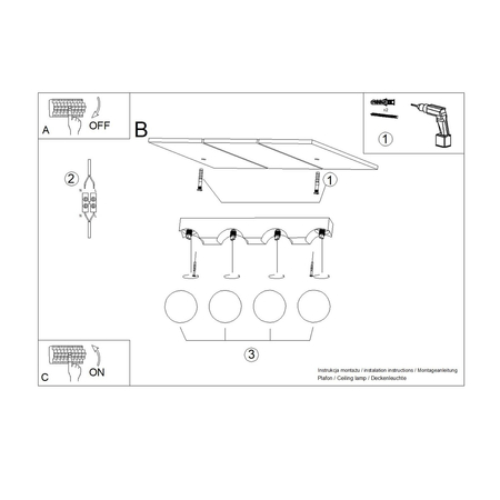 Sollux Lighting Plafon BULBO 4 naturalne drewno SL.1685