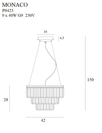 Lampa wisząca Maxlight MONACOP09 P0423 złoty