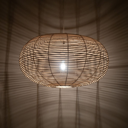 Lampa wisząca Nowodvorski RATTAN L 11155 Naturalne drewno Biały