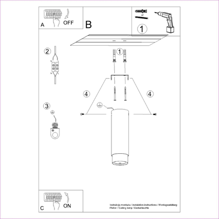 Sollux Lighting Plafon NERO 22,5 czarny/chrom SL.1409