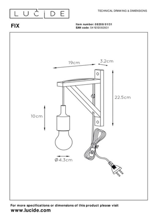 Kinkiet Lucide FIX biały 8208/01/31