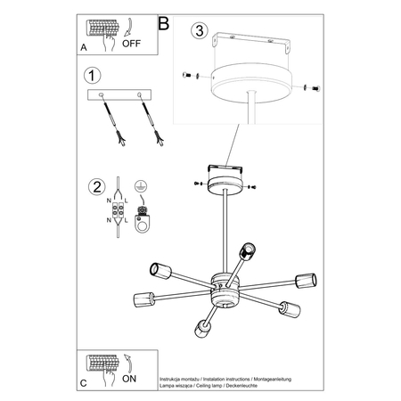 Sollux Lighting Żyrandol LANGO 6 czarny SL.1023