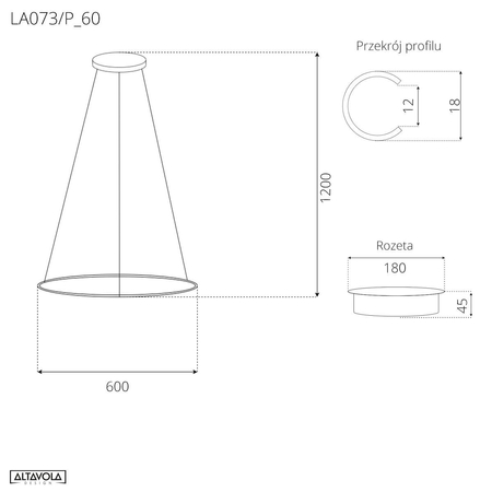 Lampa wisząca Ledowe Okręgi No.1 60cm 2700k złota Dali