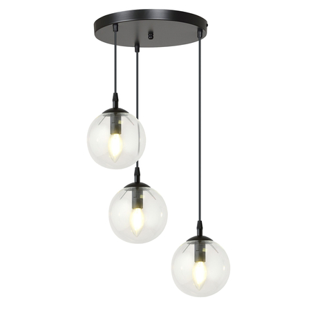 Lampa wisząca COSMO 3 BL PREMIUM TRANSPARENT Emibig 711/3PREM czarny