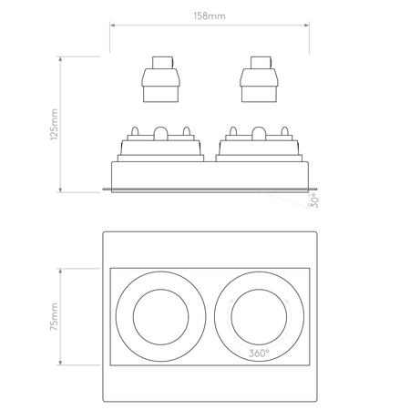 Spot Astro Trimless Square Twin Adjustable 1248022 Matowy Biały