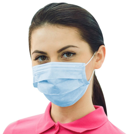 Zestaw 50 szt. - Maski trójwarstwowe ochronne do użytku cywilnego i medycznego z elastycznymi gumkami