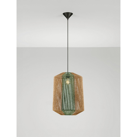Lampa wisząca Luces Exclusivas SONVERA LE45347 drewno jasne i ciemne, zielony