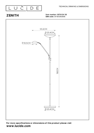 Lampa podłogowa Lucide ZENITH 19791/24/30 czarny