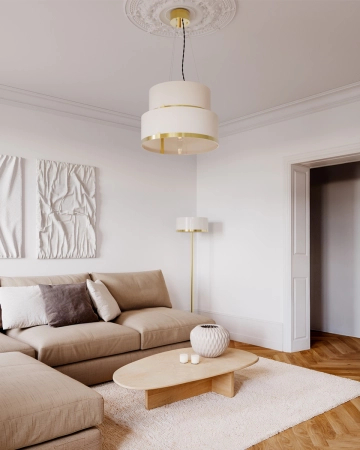 Lampa wisząca By Rydens Marcel Ø50 cm mosiądz/biały