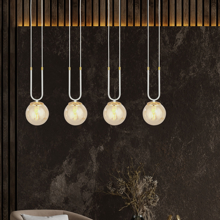 Lampa wisząca GLAM 4 WHITE/MIODOWY Emibig 1117/4 biały/beżowy