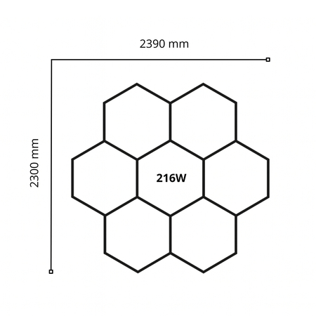 Lampa LED Hexagon Blaupunkt 216W geometryczny panel sufitowy led 4000K CRI90 w kształcie plastra miodu