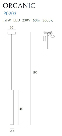 Lampa wisząca Maxlight P0203 czarny/chrom