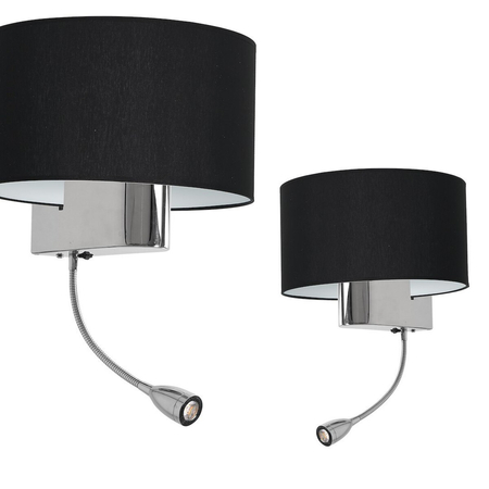 Milagro Kinkiet CASINO BLACK/CHROME 1xE27 + 1W LED ML6378 Czerń / Chrom