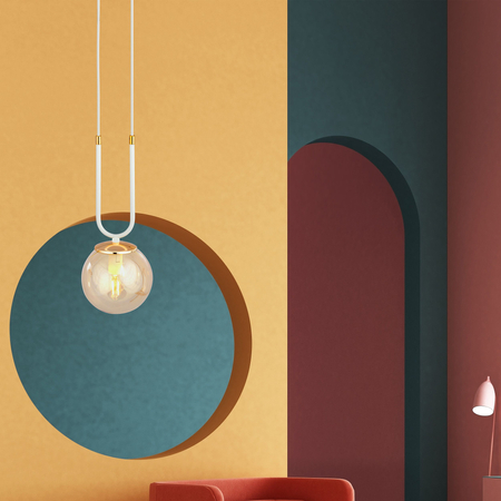 Lampa wisząca GLAM 1 WHITE/MIODOWY Emibig 1117/1 biały/beżowy