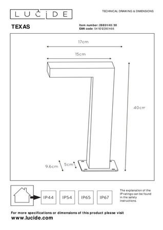 Lampa zewnętrzna Lucide TEXAS czarny 28851/40/30