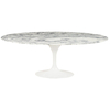 Stół TULIP ELLIPSE MARBLE ARABESCATO - biały - blat owalny marmurowy, metal