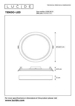 Lampa sufitowa Lucide TENDO-LED biały 07105/18/31