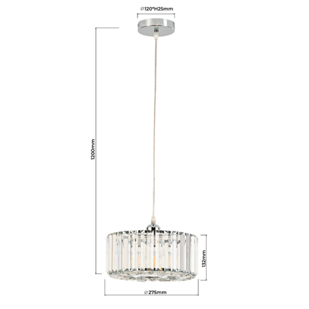 Light Prestige Okrągła lampa wisząca Vetro chrom 1xE27 LP-2910/1P CH round