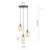 Lampa wisząca ASTRAL 3 Emibig 1267/3PREM czarny/złoty