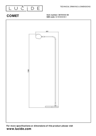 Lampa podłogowa Lucide COMET 36721/03/30 czarny