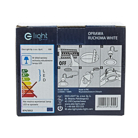 Eko-Light Oczko Okrągłe GU10 1X5W Led Biały EKZ2556