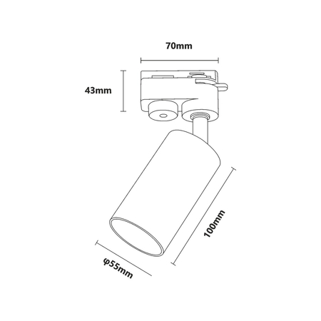 Reflektor szynowy 1-fazowy Zuma Line TLS001-BK TUBE TRACK REFLEKTOR SZYNOWY CZARNY/BLACK