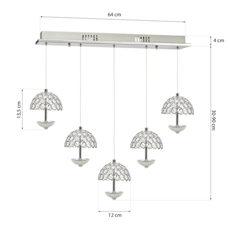 Milagro LAMPA WISZĄCA VENUS 5x5W LED ML317 CHROM