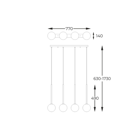 Lampa wisząca Zuma Line P0574-04D-SDFZ ARCTURUS LAMPA WISZĄCA CZARNO-ZŁOTA/BLACK-GOLD